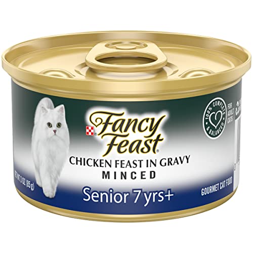 Purina Fancy Feast High Protein Senior Gravy Wet Cat Food, Chicken Feast Minced Senior 7+ - (24) 3 oz. Cans