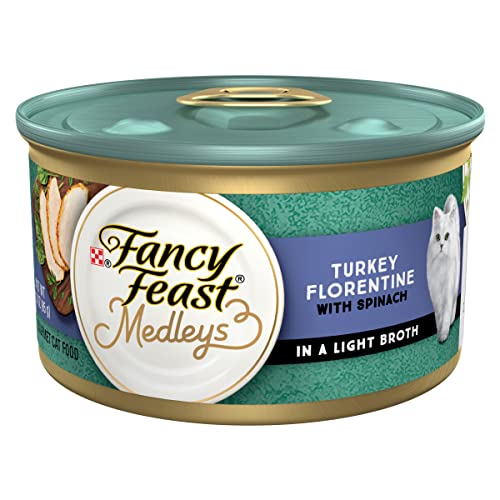 Purina Fancy Feast Wet Cat Food Medleys Turkey Florentine With Spinach in a Light Cat Food Broth - (24) 3 oz. Cans