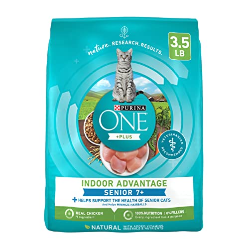 Purina ONE High Protein, Natural Senior Dry Cat Food, Indoor Advantage Senior+ - 3.5 lb. Bag