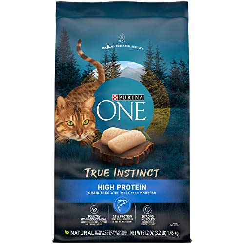 Purina ONE Natural, High Protein, Grain Free Dry Cat Food, True Instinct With Real Ocean Whitefish - 3.2 lb. Bag