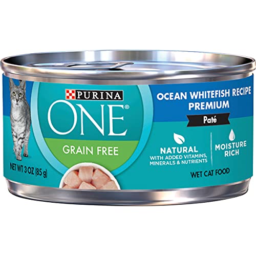 Purina ONE Natural, High Protein, Grain Free Wet Cat Food Pate, Ocean Whitefish Recipe - (24) 3 oz. Pull-Top Cans