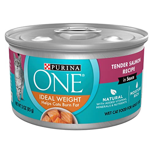 Purina ONE Natural Weight Control Wet Cat Food, Ideal Weight Tender Salmon Recipe - (24) 3 oz. Pull-Top Cans