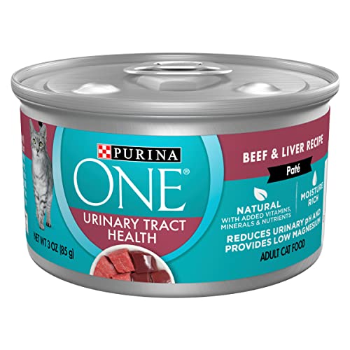 Purina ONE Urinary Tract Health, Natural Pate Wet Cat Food, Urinary Tract Health Beef & Liver Recipe - (24) 3 oz. Pull-Top Cans