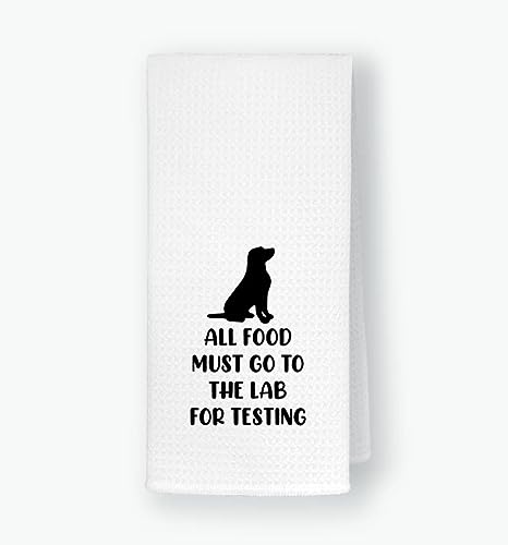 QODUNG All Food Must Go to The Lab for Testing Soft Kitchen Towels Dishcloths 16x24 Inch,Funny Labrador Drying Cloth Hand Towels Tea Towels for Kitchen,Dog Lover Labrador Mom Gifts