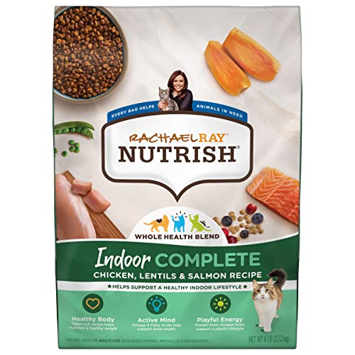 Rachael Ray Nutrish Indoor Complete Premium Natural Dry Cat Food, Chicken with Lentils & Salmon Recipe, 6 Pounds (Packaging May Vary)