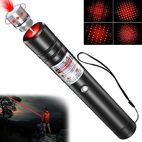 Rechargeable Red Laser Pointer High Power, Tactical Long Range Laser Beam Pen, Strong Puntero Laser Lazer Pointer with Star Cap, Laser Light for Dogs Cats Outdoor Hunting Meeting TV LED LCD