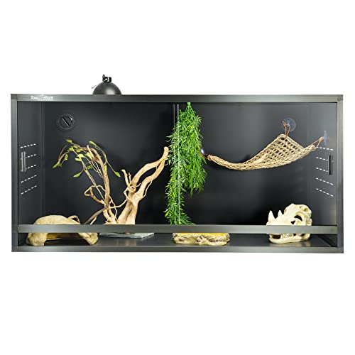 Reptile Enclosure Bearded Dragon Tank 50 Gallon Reptile Tank Snake Enclosure Terrarium for Lizard Snake, 40*17*17 Reptile Terrarium Wide Breeding Lounge Vivarium Area with Sliding Doors Lock Black PVC