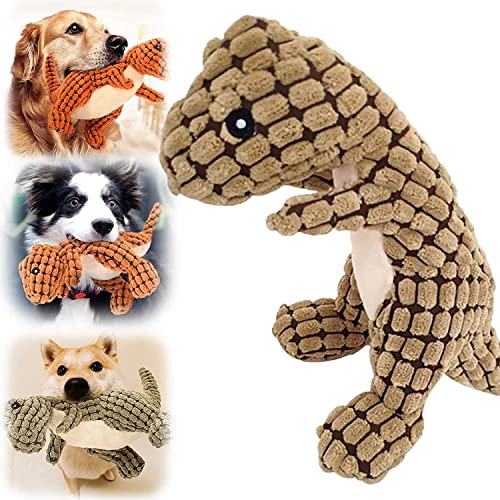 Robustdino - Indestructible Robust Dino, Dog Toy for Aggressive Chewers for Stimulating Dog Toys. Interactive Dinosaur Stuffed Plush Dog Toys Relieve Boredom Soft Dog Toys (Brown)