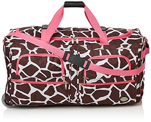 Rockland unisex-adult Rolling Duffel Bag, Pink Giraffe, 22-Inch