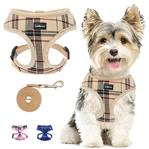 SCENEREAL Puppy Harness and Leash Set - Soft Mesh No Pull Vest Small Dog Padded Harness for Puppies & Cats