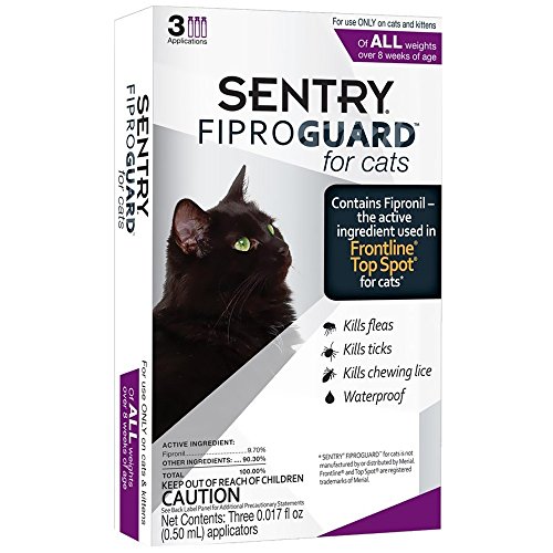 SENTRY Fiproguard for Cats, Flea and Tick Prevention for Cats (1.5 Pounds and Over), Includes 3 Month Supply of Topical Flea Treatments