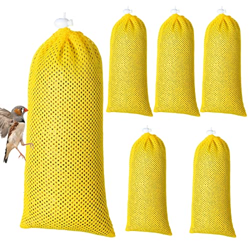 Shappy 6 Pieces Finch Sock Feeder Finch Feeders for Outdoors Hanging Thistle Bird Feeder for Finch Thistle Seed Bird (4.8 x 11.2 Inches), Yellow,White