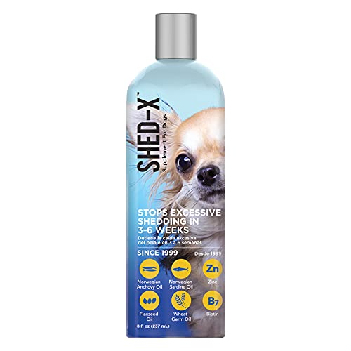 Shed-X Liquid Dog Supplement, 8oz – 100% Natural – Helps Dog Shedding, Fish Oil for Dogs Supports Skin & Coat, Dog Oil for Food with Essential Fatty Acids, Vitamins, and Minerals