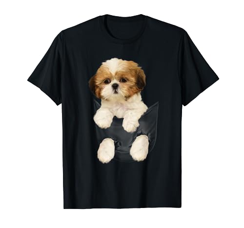 Shih tzu Puppy in Pocket T-Shirt