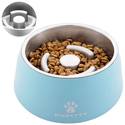 Slow Feeder Dog Bowls DOKIPETTY 7.5 Degree Slanted Bowl Non Slip Stainless Steel Bowls Detachable Portable Dog Bowl for Dogs and Cats Dog Food Bowls for Travel and Home