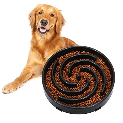 Slow Feeder Dog Bowls for Large Medium Dog Non Slip Maze Puzzle Bowl Pet Slower Food Feeding Dishes Interactive Bloat Stop Preventing Choking Healthy Dog Bowl, Black