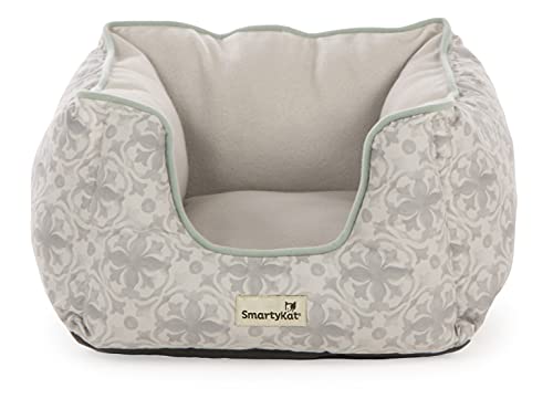 SmartyKat Deep Sleeper Bolstered Cuddler Cat Bed, Machine Washable - Gray, Small