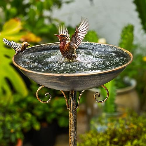 SMQLJXC Diam 11.4" W*27.6" H Cast Iron Pedestal Bird Bath, Bird Baths for Outdoors, Bird Feeder Seed Tray Garden Yard Decoration