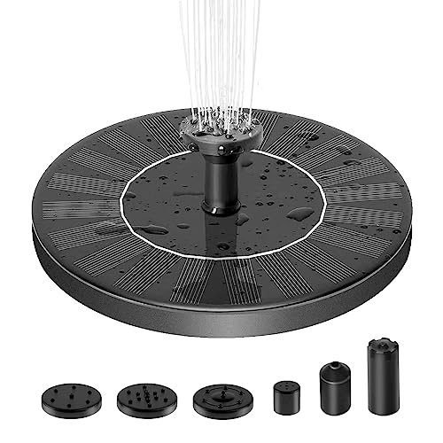 Solar Fountain Pump, 1.4W Solar Fountain for Bird Bath Free Standing Floating Water Fountain with 6 Nozzles Solar Powered Fountain Pump for Bird Bath, Garden, Pond, Pool, Outdoor