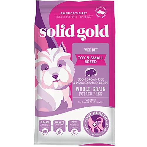 Solid Gold Small Breed Dog Food - Wee Bit Whole Grain Made with Real Bison, Brown Rice, and Pearled Barley - High Fiber, Probiotic, Natural Dry Dog Food for Small Dogs with Sensitive Stomachs - 12 LB