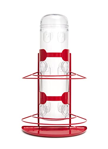 Squirrel-Lock Window Bird Feeder by Nature Anywhere. Save Seed in Your Feeders, Feed Only Birds! Premium Quality. Includes (Red)