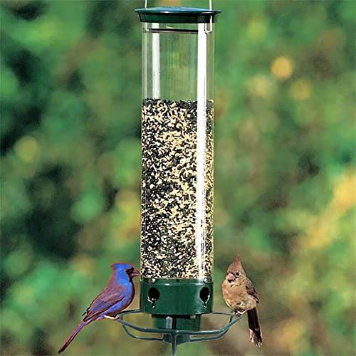 Squirrel Proof Bird Feeder, Spinning Wild Bird Feeder, 5Lbs Capacity Bird Feeder with Squirrel Spinner Weight Activated Rotating Perch for Outside Hanging (1pcs)