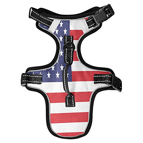 STAYTOP DogCat Harness,Adjustable Soft Padded Pet Dog VestReflective NoChoke Pet Harness Easy Control Front Clip for Small, Medium, Large DogCat American Flag, S, g72466164p610c650s1334