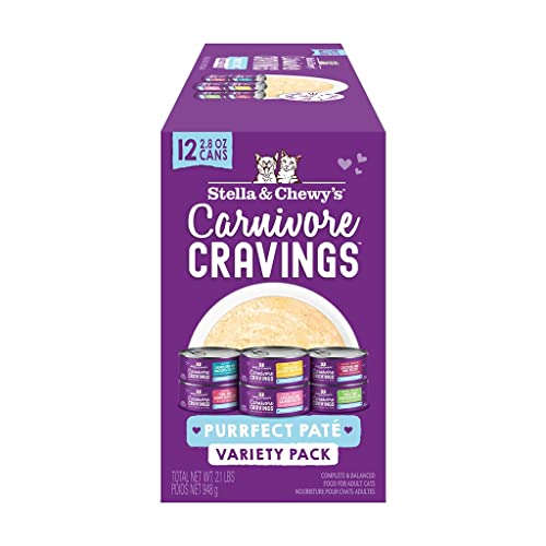 Stella & Chewy’s Carnivore Cravings Purrfect Pate Canned Wet Cat Food Variety Pack – (2.8 Ounce Cans, Case of 12)
