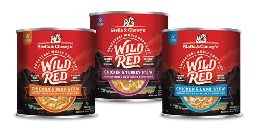 Stella & Chewy's Wild Red Wet Dog Food Variety Pack Stews High Protein Recipes, 10 Ounce (Pack of 3)