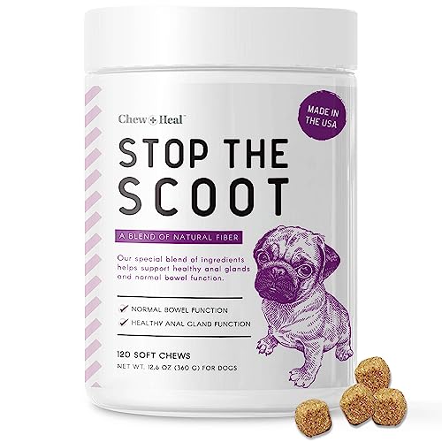 Stop The Scoot for Dogs - 120 Soft Chews with Pumpkin Powder for Healthy Anal Gland Function - Made in The USA