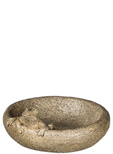 Sullivans PR2377 Frog Themed Bird Feeder, Birdbath or Stone Bowl, Brown, 7.5 x 7.5 x 3 Inches