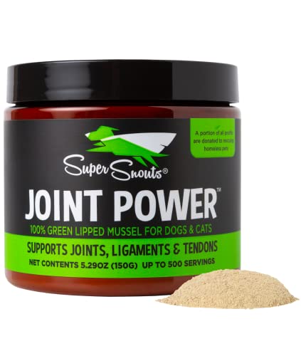 Super Snouts Joint Power 100% Green Lipped Mussels for Dogs & Cats Health- Dog Joint Supplement Powder Support Joints, Tendons, Ligaments (5.29 oz)