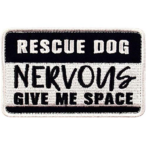 TailWag Planet Rescue Dog Nervous Give Me Space Morale Tactical Patch Embroidered Badge Fastener Hook & Loop Emblem