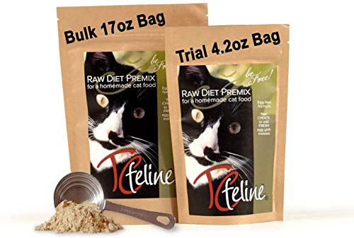 TCfeline RAW Cat Food Premix/Supplement to Make a Homemade, All Natural, Grain Free, Holistic Diet – Original Version with No Liver (Trial 4.2 oz) Egg Free Formula