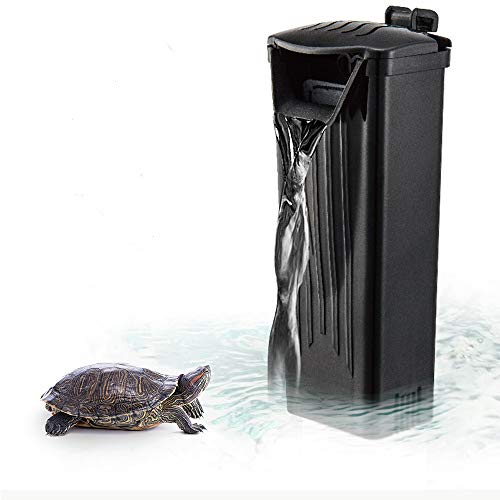 TechnologyMatter Turtle Filter Submersible Low Water Level Filter Turtle Tank Aquarium Filter 75GPH 3W (Black Filter)