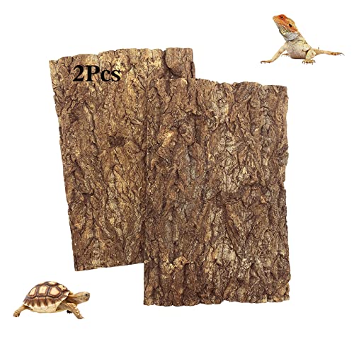 Tfwadmx Cork Tile Terrarium Background Reptile Bark Backdrop Wall Decor 3D Bearded Dragon Tank Climbing Mat Decoration for Gecko Lizard Tortoise Chameleon (2 Pack)