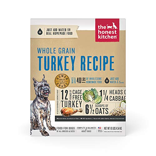 The Honest Kitchen Human Grade Dehydrated Whole Grain Dog Food – Complete Meal or Dog Food Topper – Turkey, 10 Pound (Pack of 1) (makes 40 lbs)