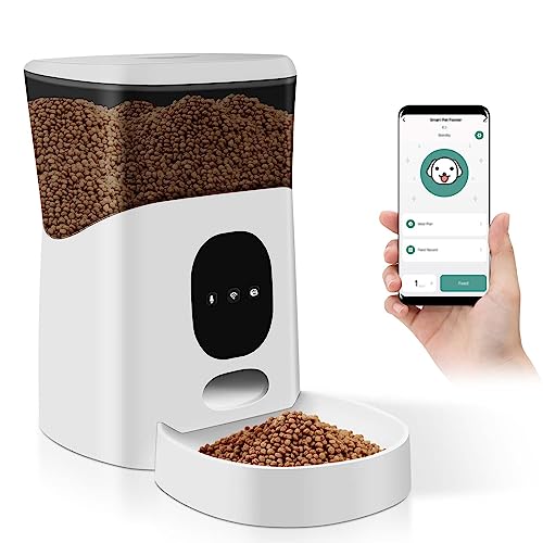 TNELTUEB Automatic Cat Feeder,APP Control 2.4G WiFi Smart Pet Dry Food Dispenser,up to 10 Meals per Day 10S Voice Recorder for Cats Dogs (5L)