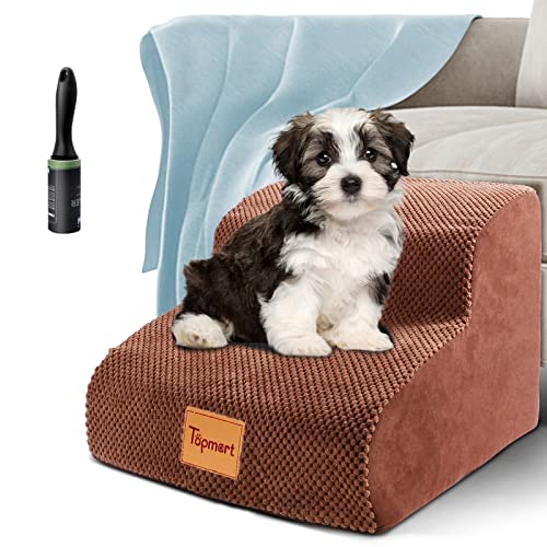 Topmart High Density Foam Pet Steps 2 Tiers,11.8" High,Non-Slip Dog Stairs,Dog Ramp,Soft Foam Dog Ladder,Best for Dogs Injured,Older Cats,Pets with Joint Pain,Suitable for Low Sofas,Stairs,Lower place