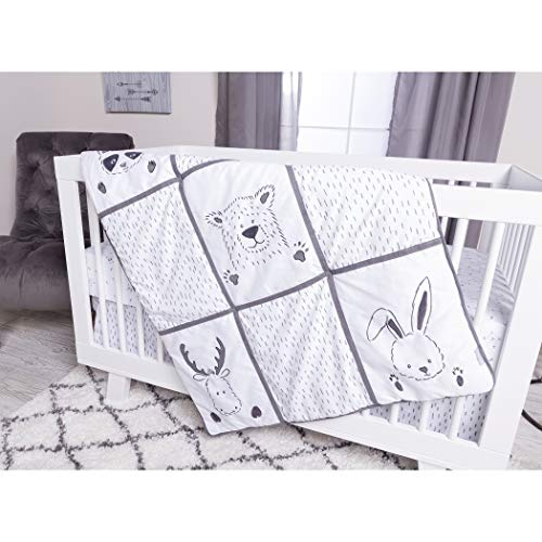 Trend Lab Peek-a-Boo Forest 3 Piece Crib Bedding Set, Gender-Neutral Color Palette, Includes Quilt, Fitted Crib Sheet and Skirt