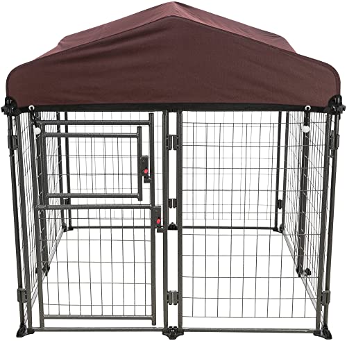 TRIXIE Deluxe Outdoor Dog Kennel with Cover, Portable and Expandable, Heavy Duty, Kennel System, Lockable, Foldable, Easy to Store, Medium