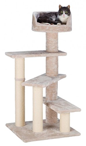 TRIXIE Tulia Senior Cat Tree with Scratching Posts, Four Platforms, Padded Top Platform, Cream Medium