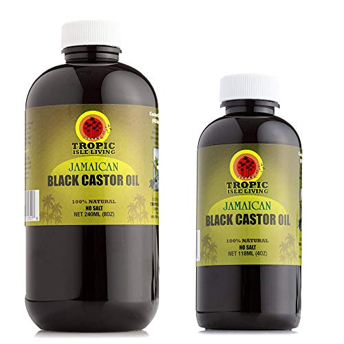 Tropic Isle Living Jamaican Black Castor Oil PET Plastic Bottle 4oz + 8oz