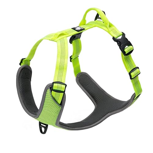 TRUE LOVE Dog Harness Outdoor Adventure II Reflective Vest with 2 Leash Attachments Matching Leash and Collar Available TLH6071 Neon Yellow