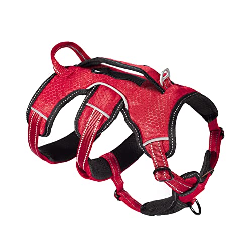 Tuff Pupper Updated for 2022 - Tracker No Escape Dog Harness | Dual Escape Proof Leash Attachments | 5 Point Adjustable Fit Harness for Dogs | Padded Dog Harness for Comfort | Handle Dog Lift Harness