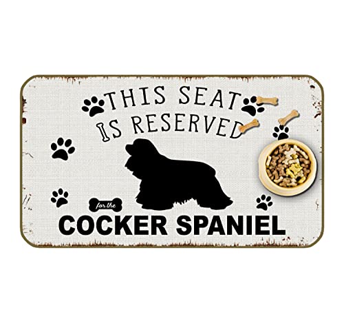 UINHMOP 17''x30'' Funny Cocker Spaniel Silhouette Waterproof Food&Water Dog Bowl Mat,This Seat is Reserved for The Cocker Spaniel Nonslip Eco-Friendly Pet Dog Buddy Feeding Mat Food Mat for Floors