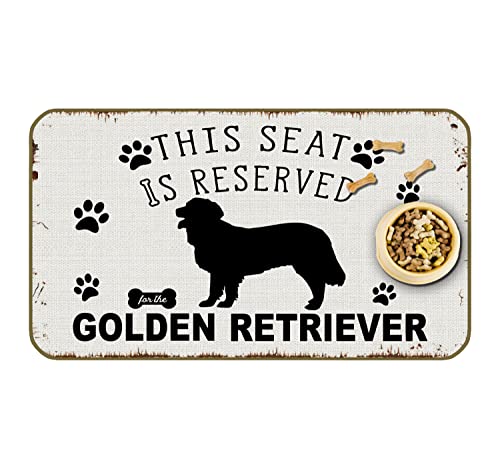 UINHMOP 17''x30'' Funny Golden Retriever Silhouette Waterproof Food&Water Dog Bowl Mat,This Seat Is Reserved For The Golden Retriever Nonslip Eco-Friendly Pet Dog Buddy Feeding Mat Food Mat for Floors