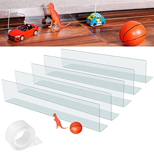 Under Couch Blocker for Pets Gap Bumper Toy Blockers for Furniture Stop Dogs and Cats Safety PVC Adjustable Clear Under Bed Blocker for Sofa Barrier Blocking with Strong Adhesive 5 Pack 3.2'' Height