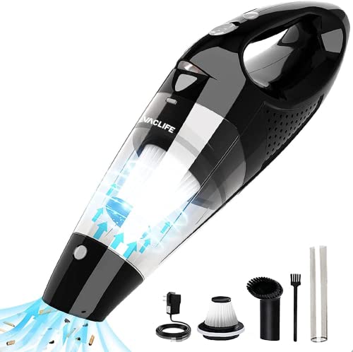 VacLife Handheld Vacuum, Car Vacuum Cleaner Cordless, Mini Portable Rechargeable Wireless Vacuum Cleaner with 2 Filters, Silver (VL188)