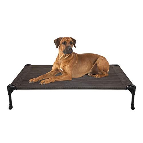 Veehoo Cooling Elevated Dog Bed, Portable Raised Pet Cot with Washable & Breathable Mesh, No-Slip Feet Durable Dog Cots Bed for Indoor & Outdoor Use, Large, Brown